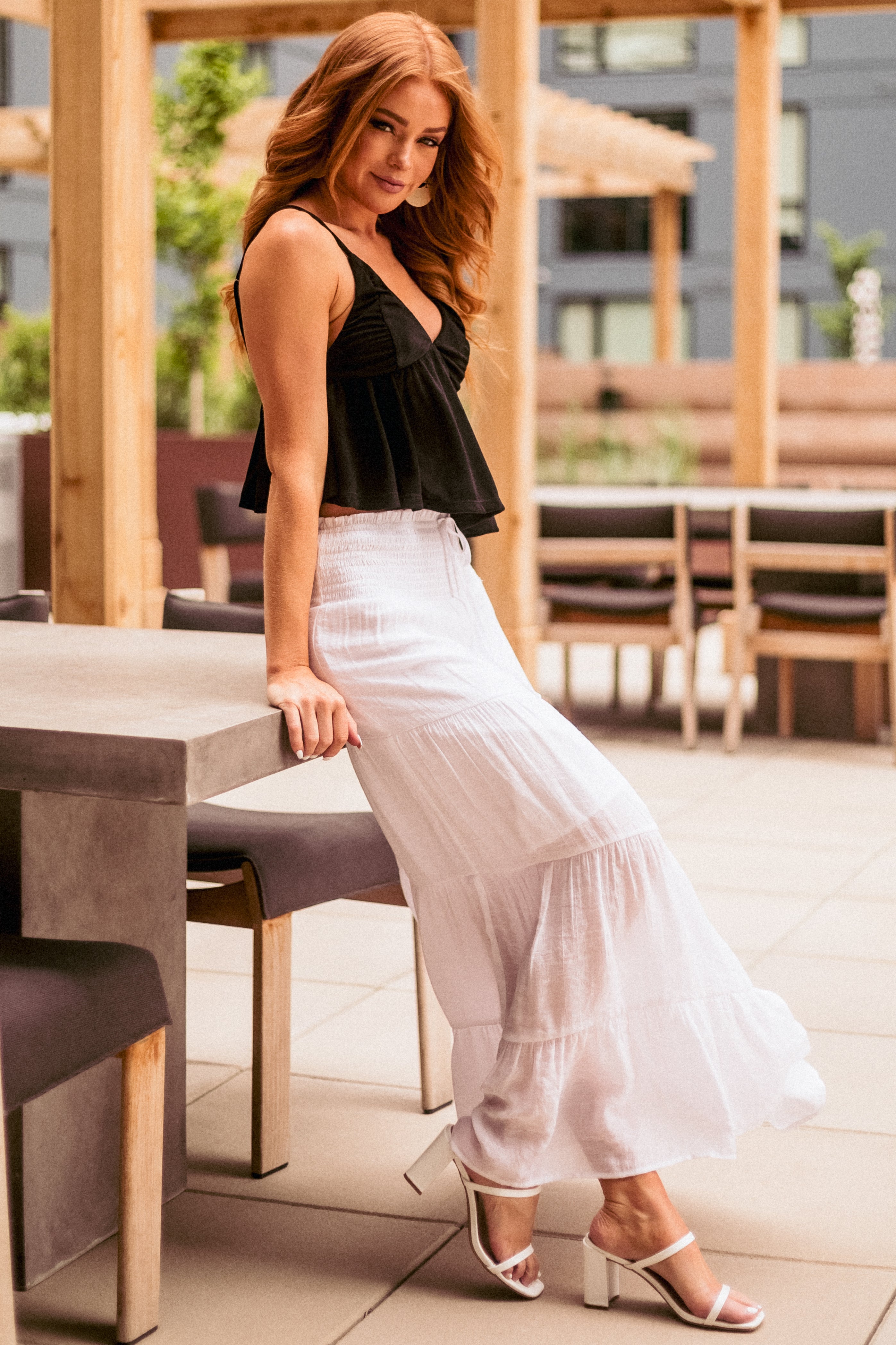 Noir Lana Smocked Skirt Set | JLUXLABEL