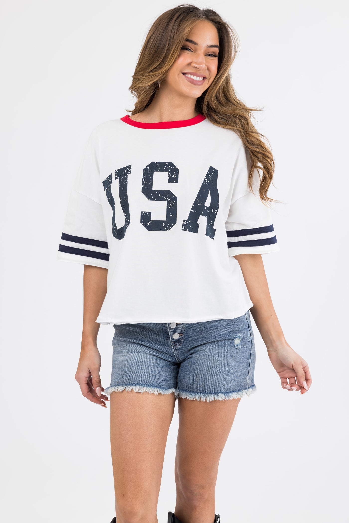 White 'USA' Graphic Oversized Top