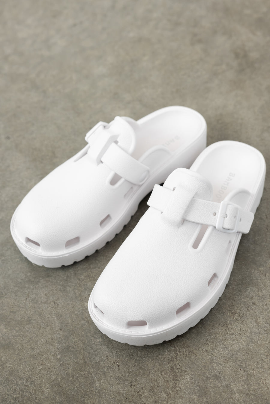 White Closed Toed Treaded Platform Sandals