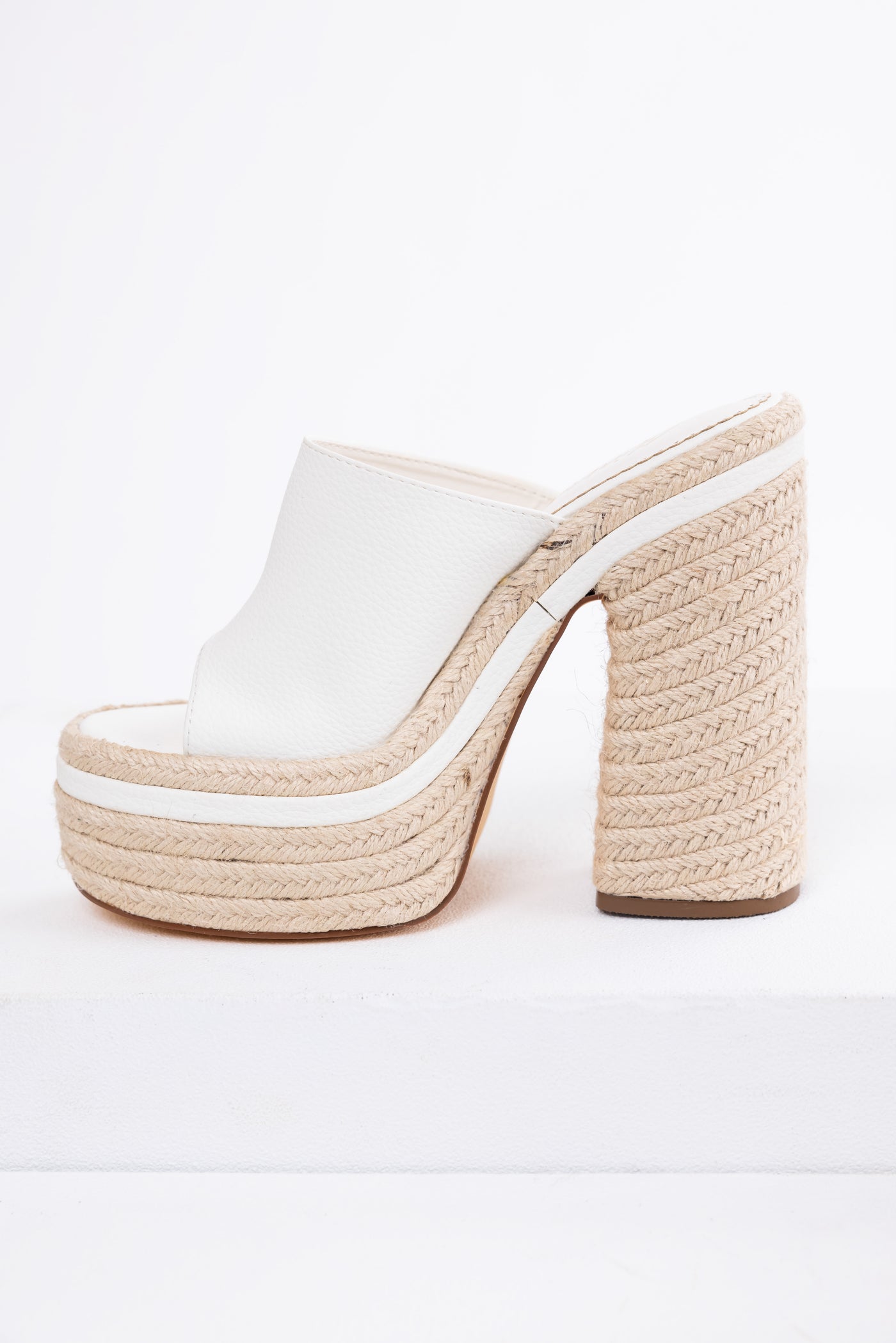 White High Heel Espadrille Platform Sandals