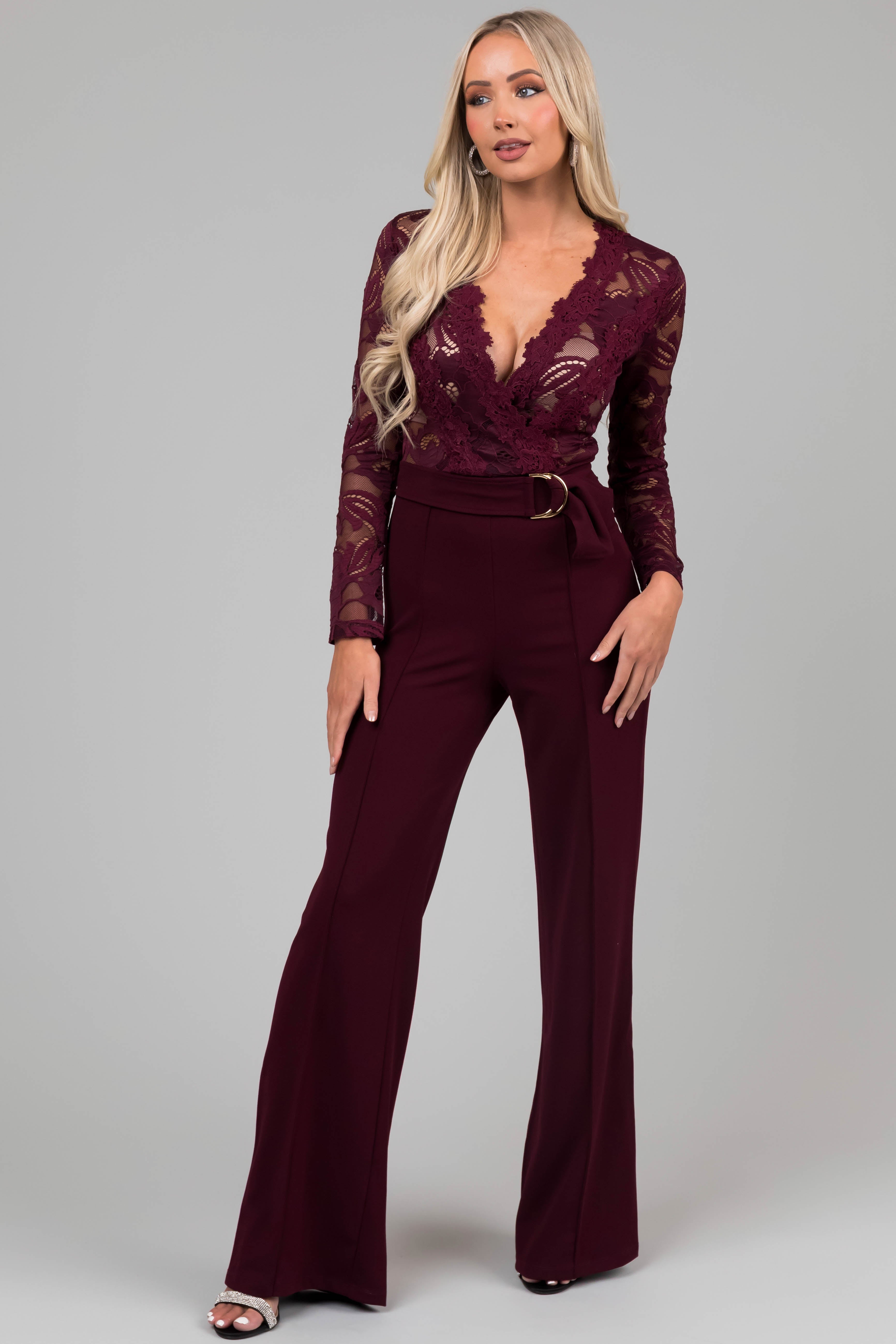 MONIKA LACE JUMPSUITS Sサイズ wine