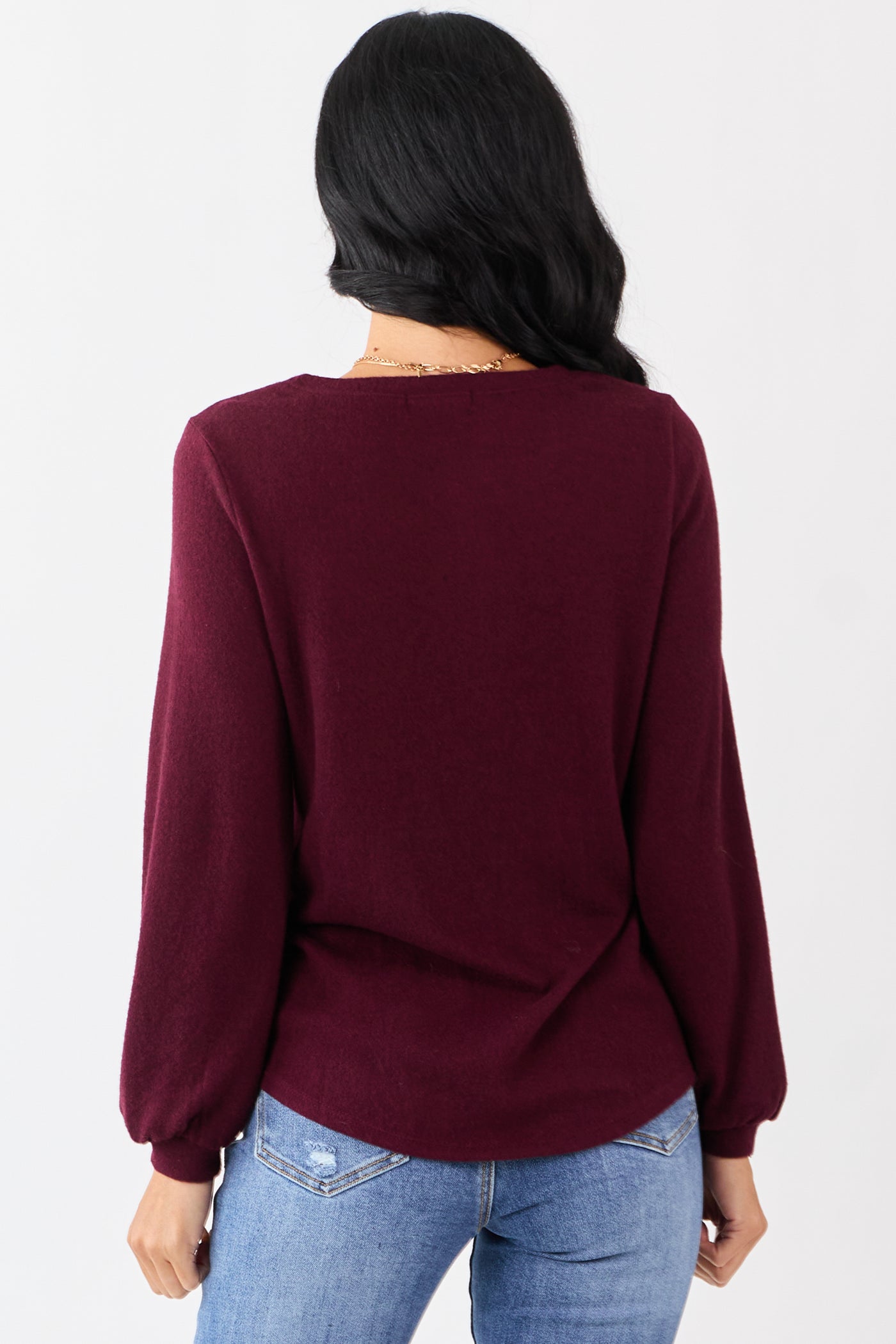 Wine Floral Lace Detailed Sweater