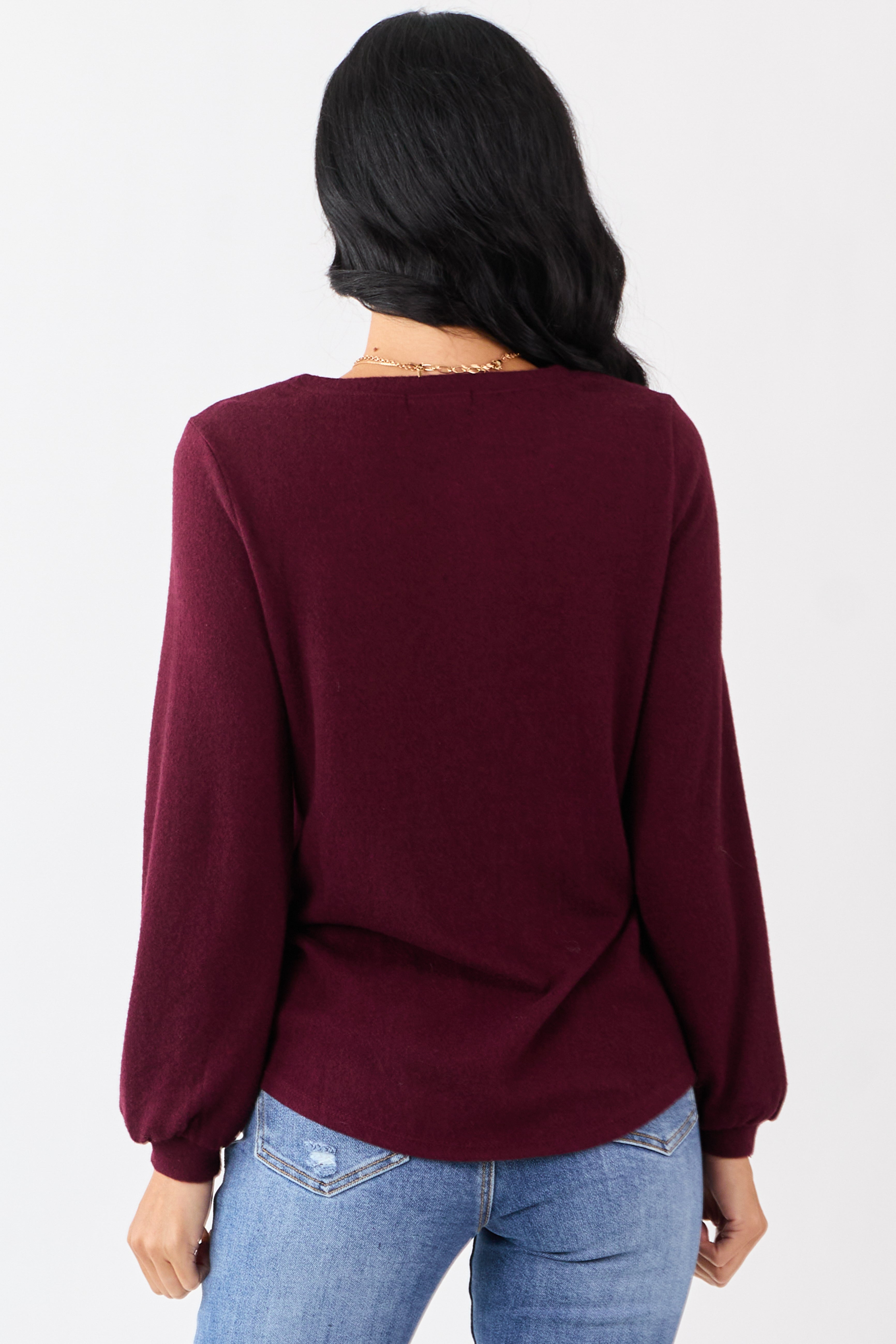 Wine Floral Lace Detailed Sweater