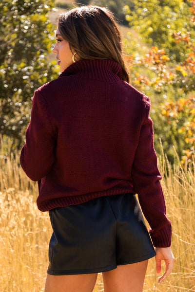 Wine Long Sleeve Hybrid Sweater Jacket