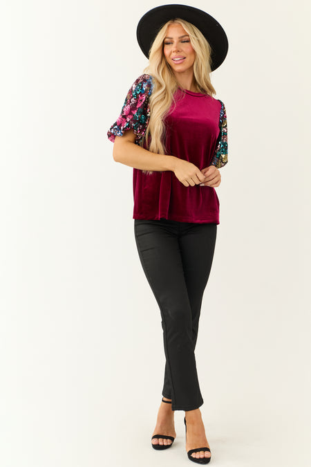 Puff Sleeve Sequin Top main image 0