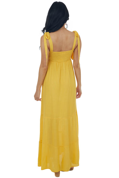 Amber Tie Strap Smocked Ruched Maxi Dress
