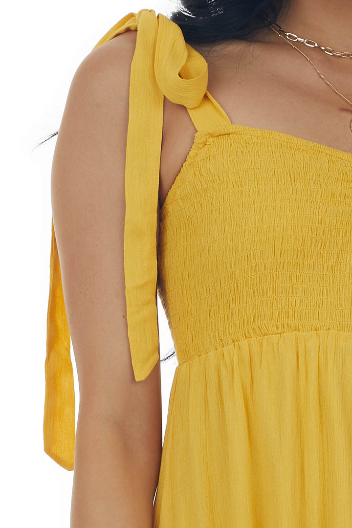 Amber Tie Strap Smocked Ruched Maxi Dress