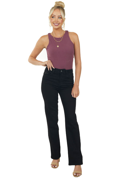 Black 90s Straight Leg Jeans with Side Slits