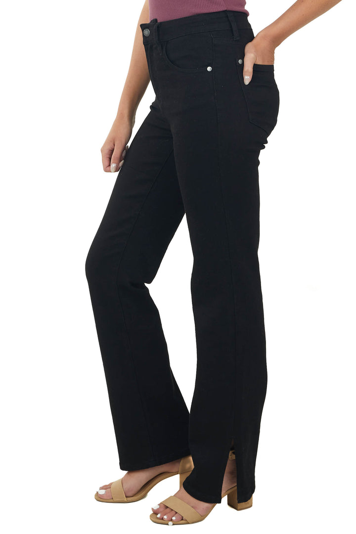 Black 90s Straight Leg Jeans with Side Slits