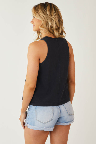 Black Washed Cotton Swing Tank Top