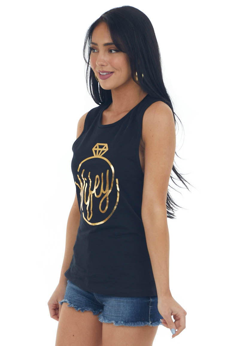 Black and Gold Foil 'Wifey' Graphic Tank Top