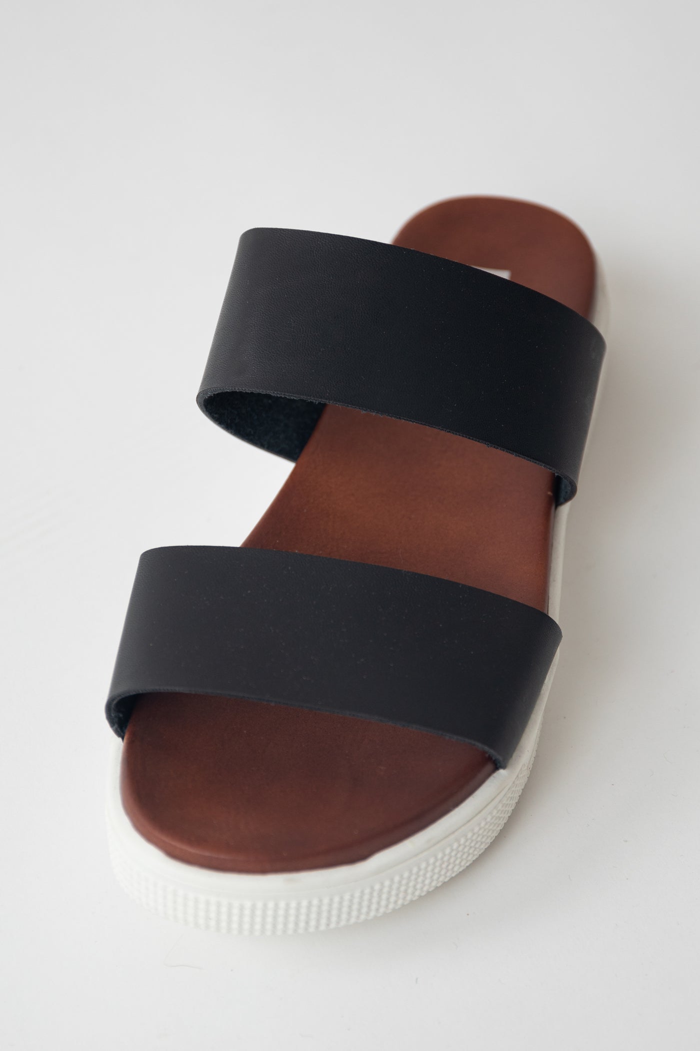 Black Comfy Footbed Slip On Platform Sandals