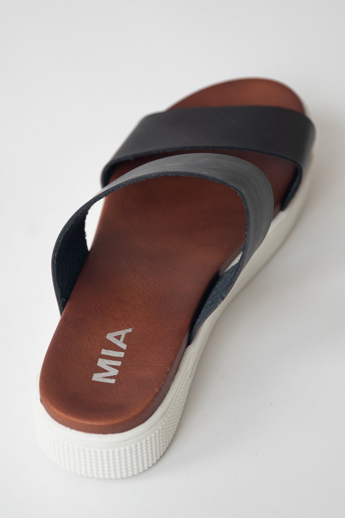 Black Comfy Footbed Slip On Platform Sandals