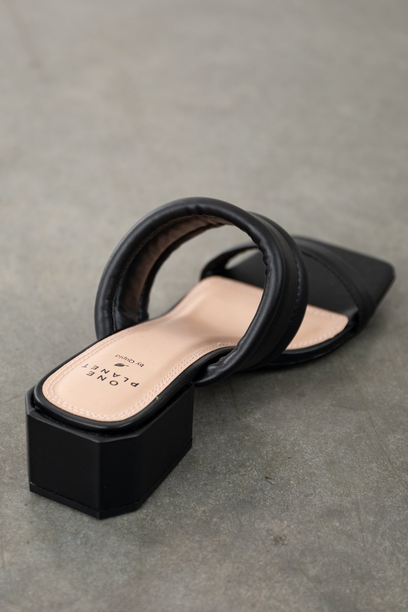 Black Double Strap Faux Leather Sandals