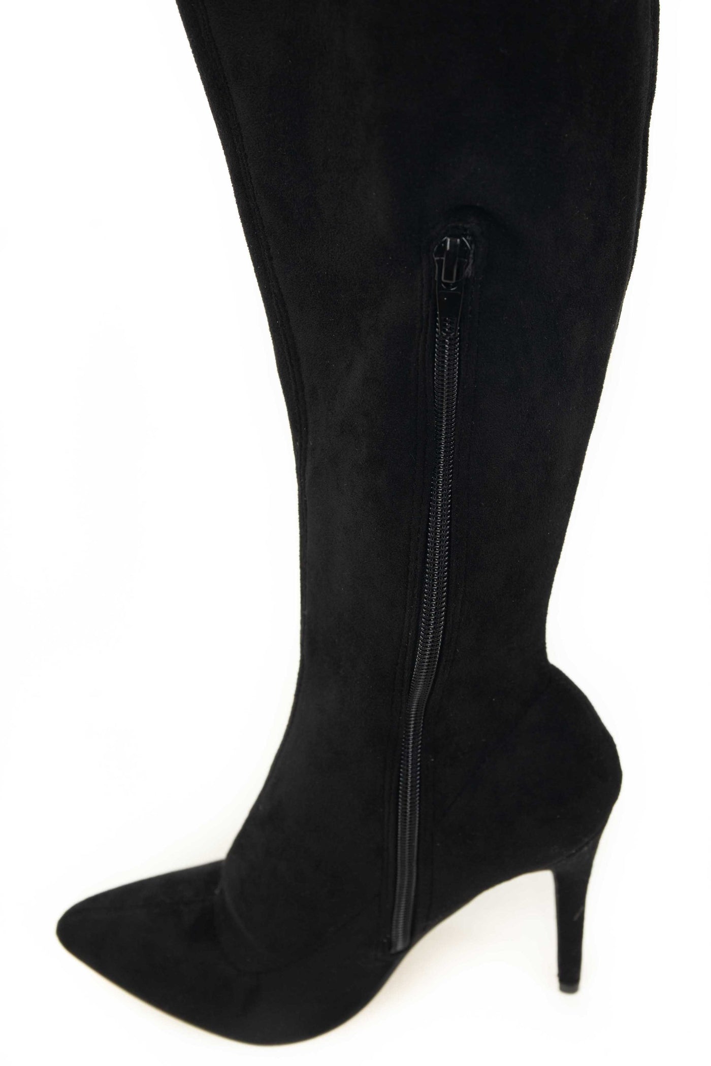 Black Suede Over the Knee Stiletto Heel Boots