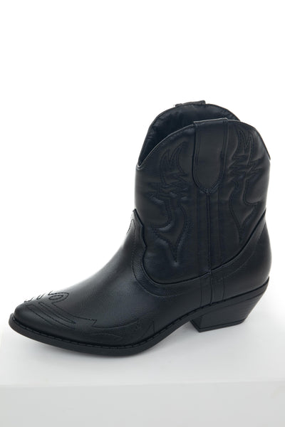 Black Western Style Pointed Toe Booties