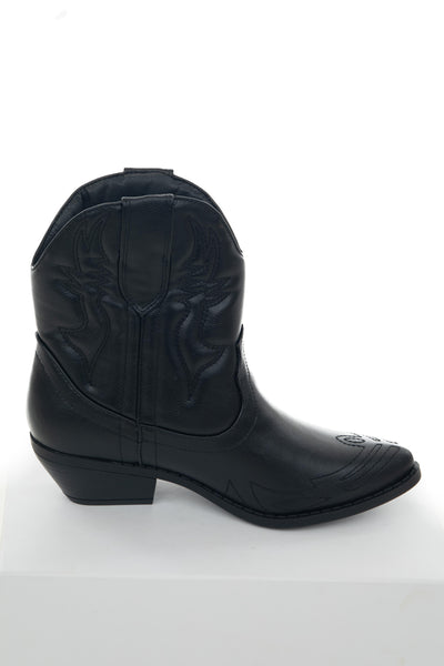 Black Western Style Pointed Toe Booties