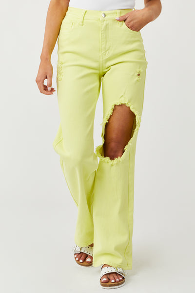 Bright Honeysuckle Distressed Relaxed Jeans