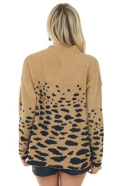 Camel and Black Leopard Fuzzy Sweater