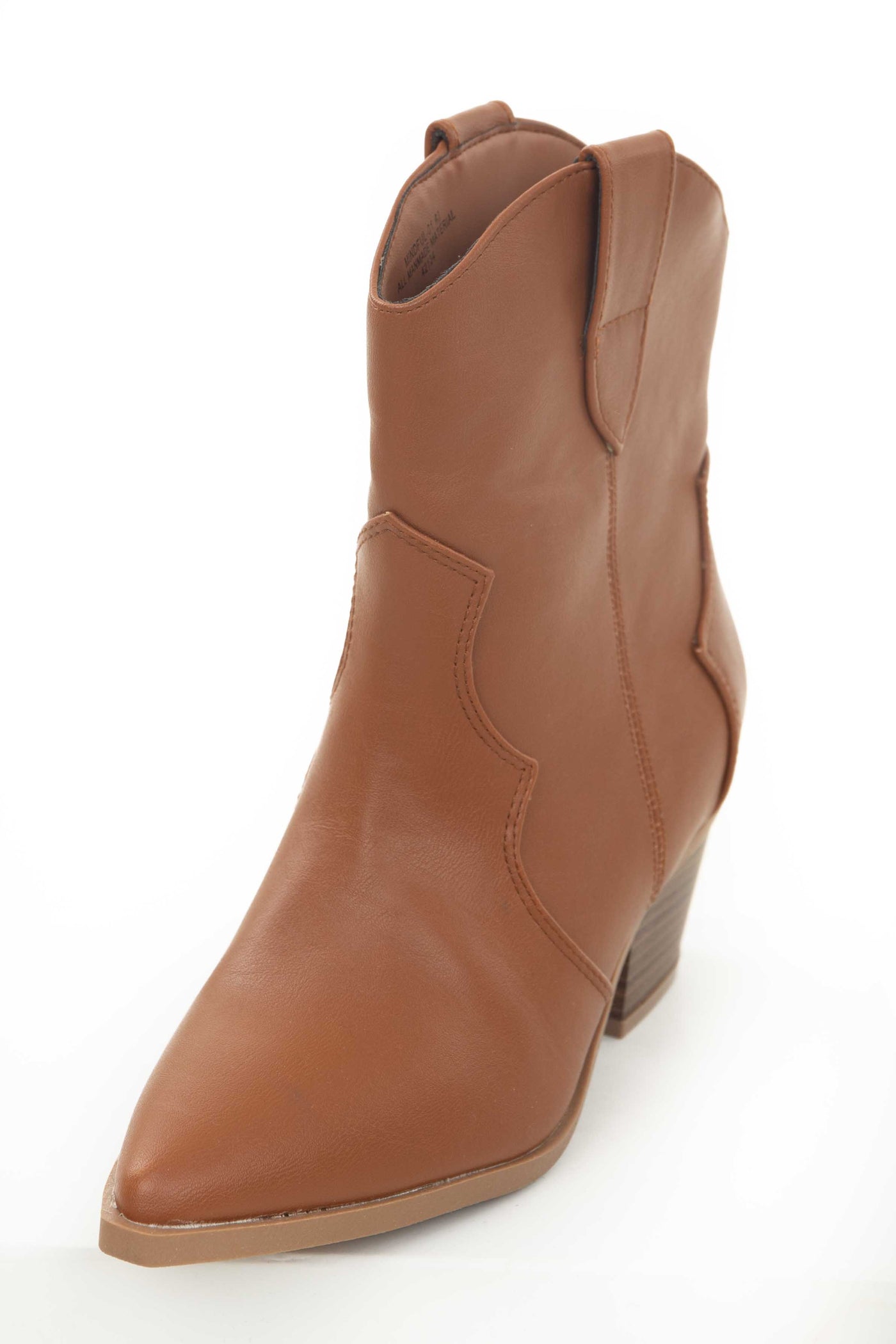 Caramel Pleather Pointed Toe Western Booties