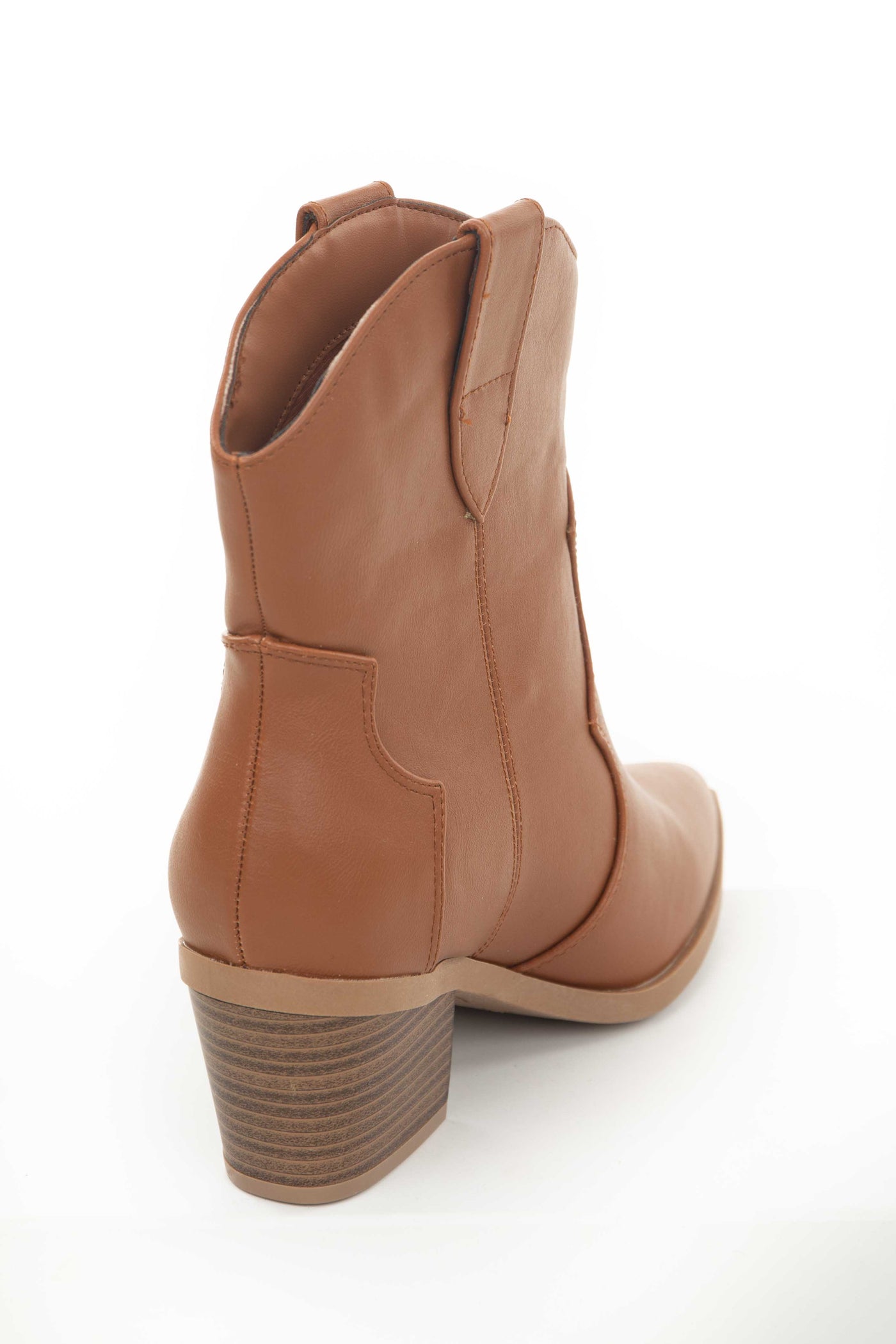 Caramel Pleather Pointed Toe Western Booties