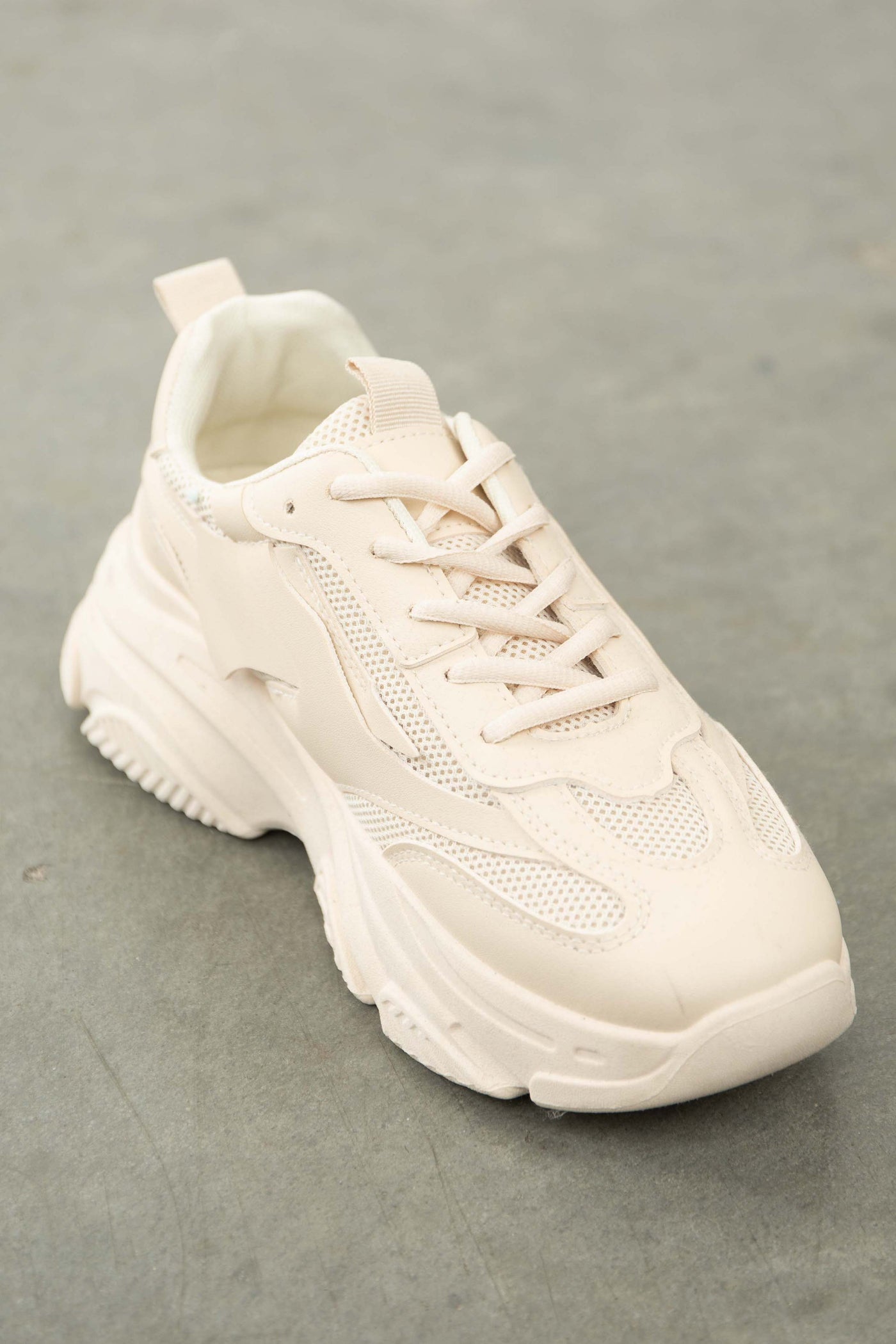 Champagne Lace Up Chunky Sole Sneakers