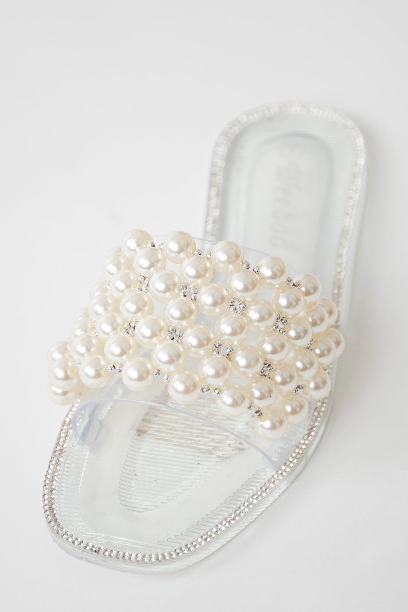 Clear Pearl Strap Slip On Jelly Sandals