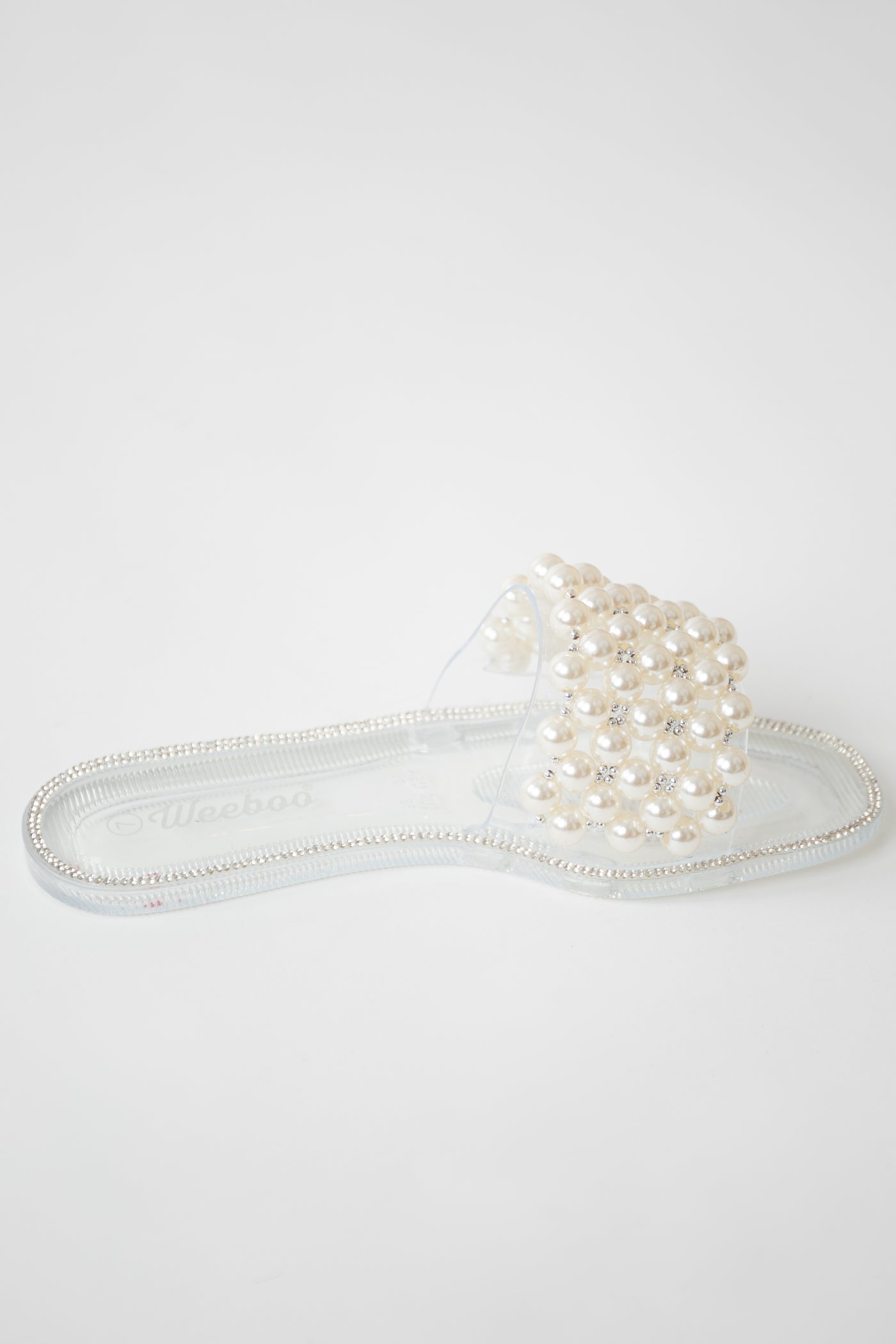 Clear Pearl Strap Slip On Jelly Sandals