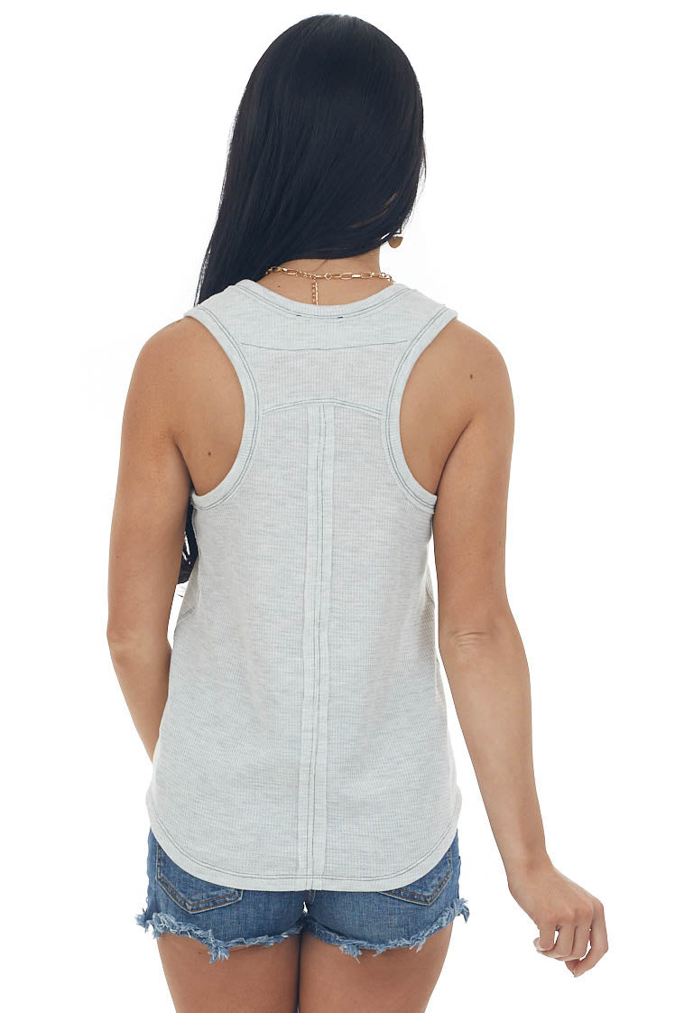 Cloud Grey Thermal Knit Tank Top with Racerback