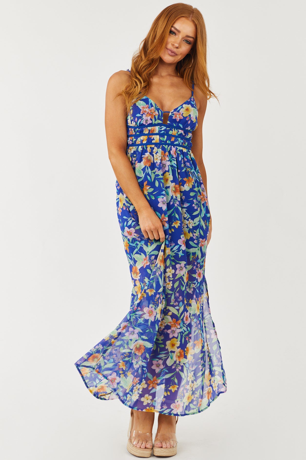 Floral Print Sleeveless Maxi Dress