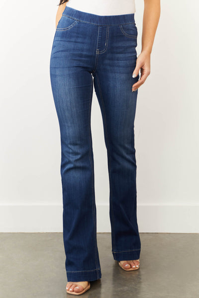 Dark Wash Super Stretchy Denim Flare Jeggings