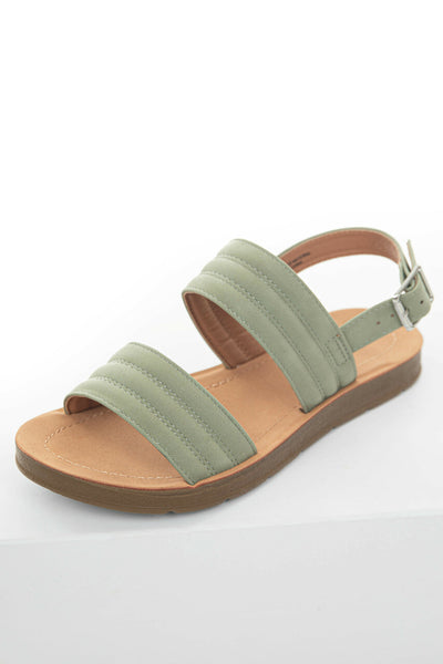 Dark Sage Double Strap Sling Back Sandals