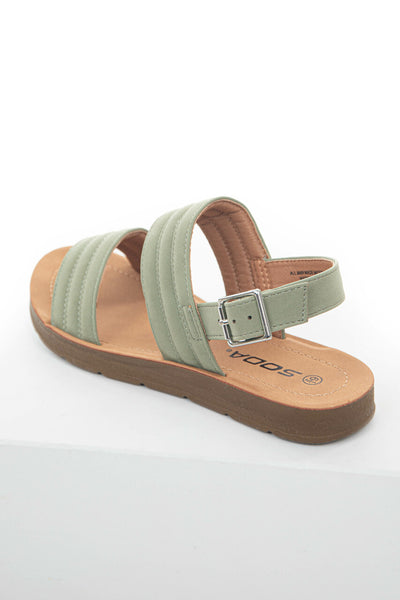 Dark Sage Double Strap Sling Back Sandals