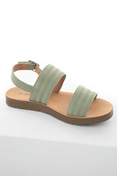 Dark Sage Double Strap Sling Back Sandals