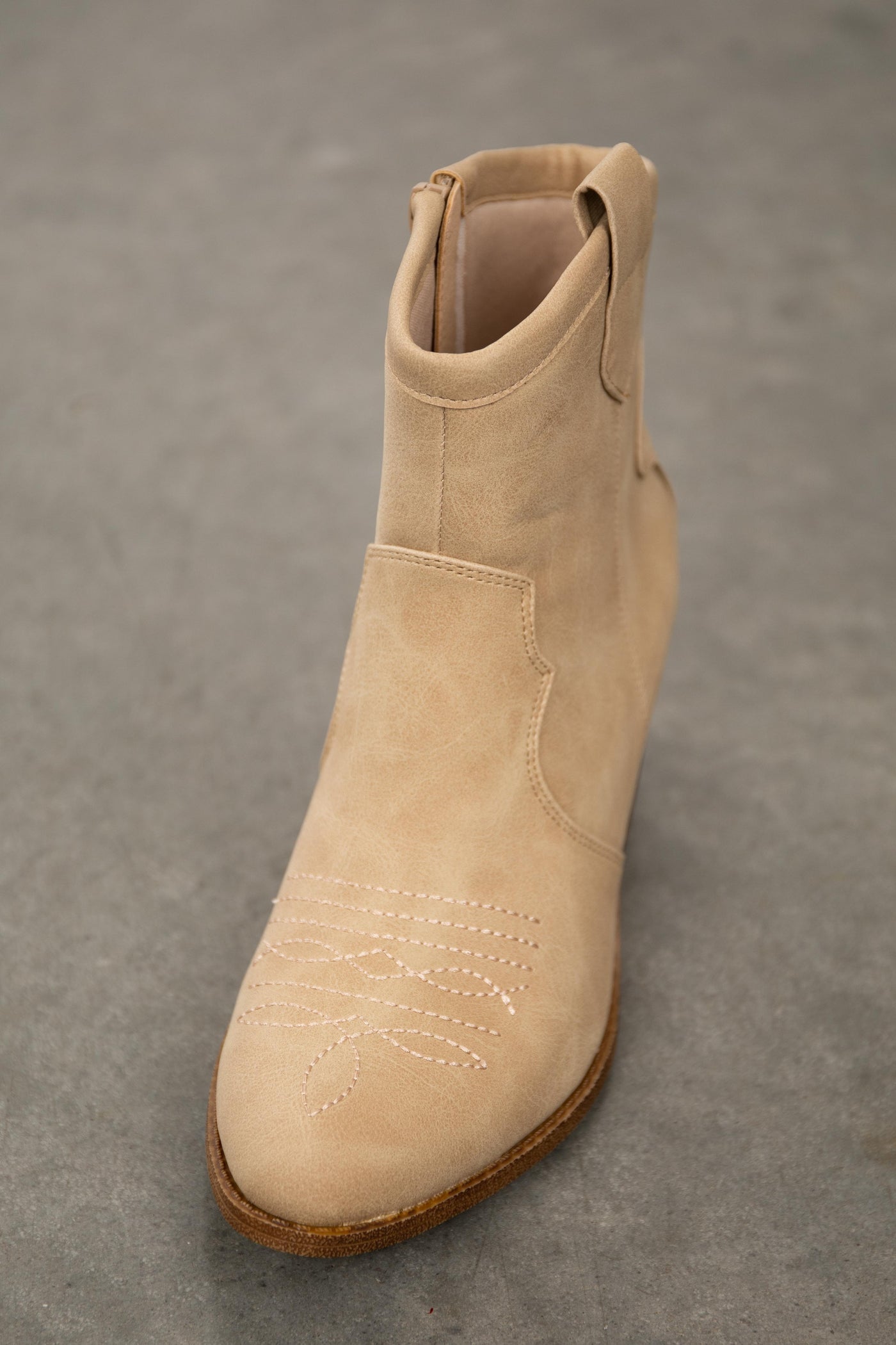 Desert Sand Faux Leather Western Style Booties