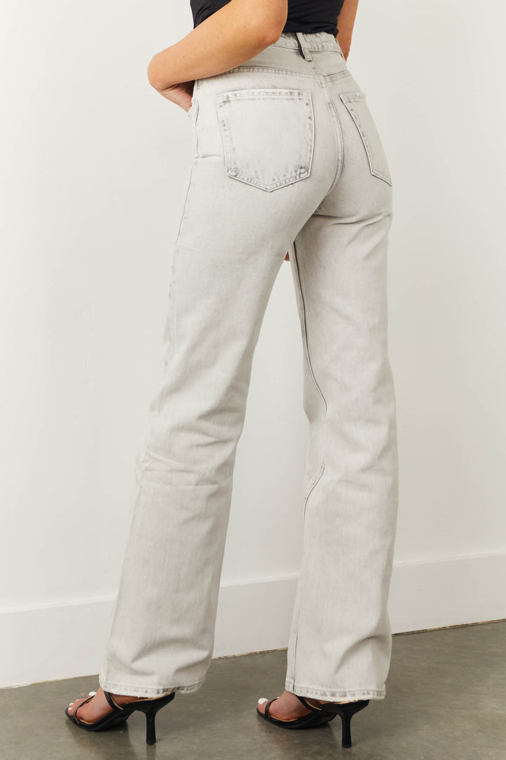 Faded Grey High Rise 90s Vintage Flare Jeans