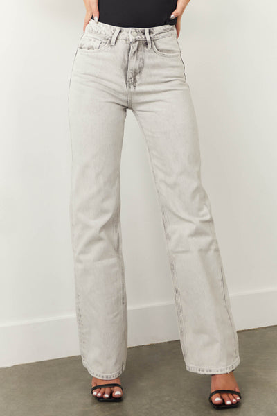 Faded Grey High Rise 90s Vintage Flare Jeans
