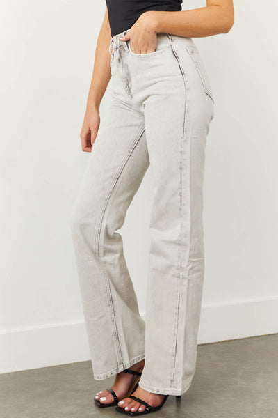 Faded Grey High Rise 90s Vintage Flare Jeans