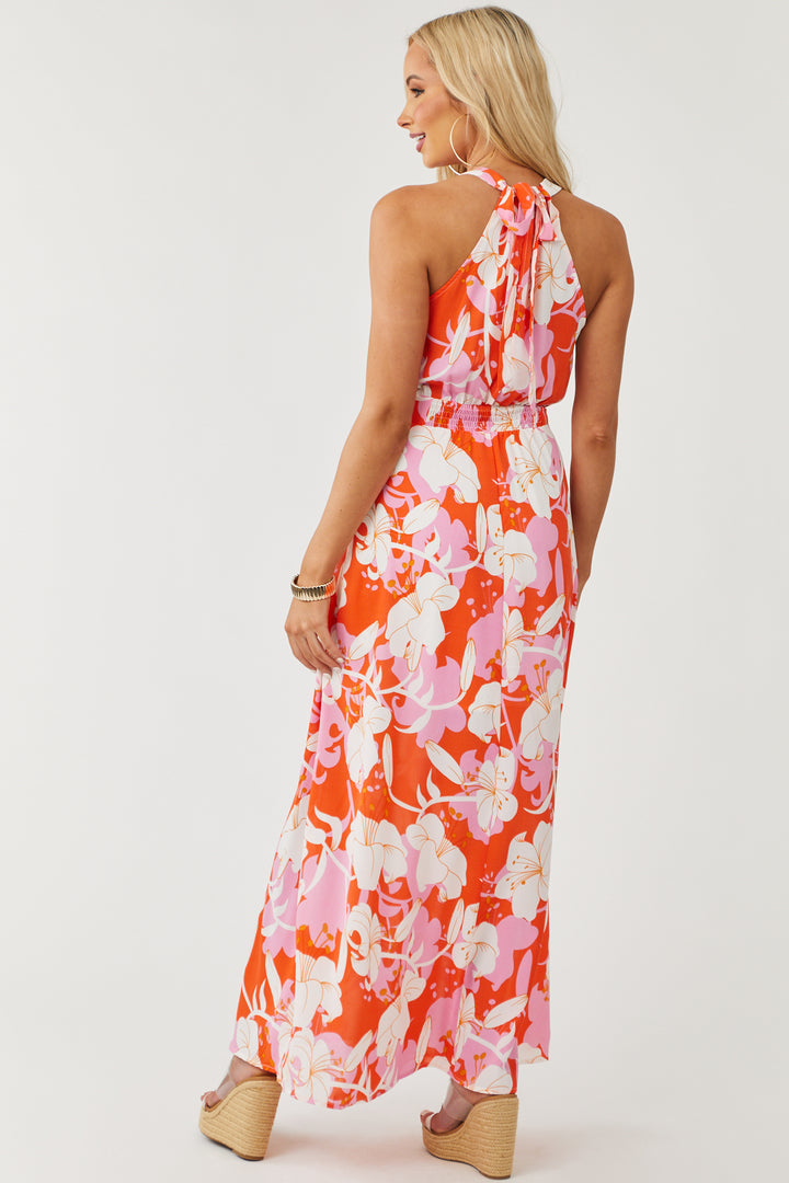 Fire and Carnation Printed Halter Neck Maxi Dress
