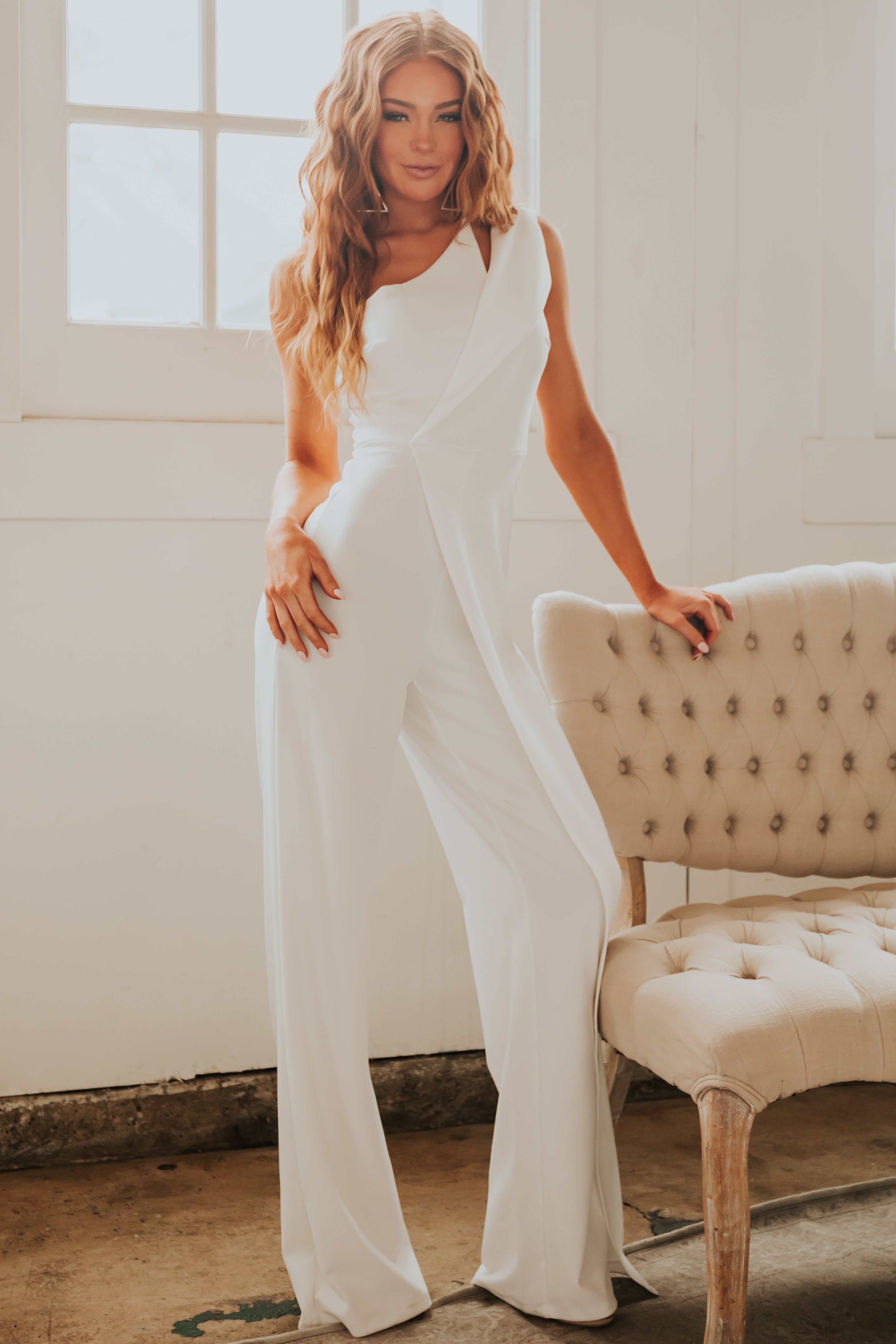 Its Jumpin  Orange Plisse One Shoulder Jumpsuit  DLSB