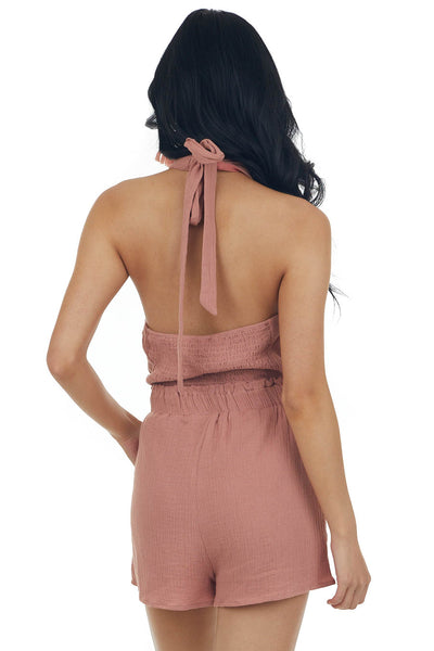 Ginger Criss Cross Halter Neck Woven Romper
