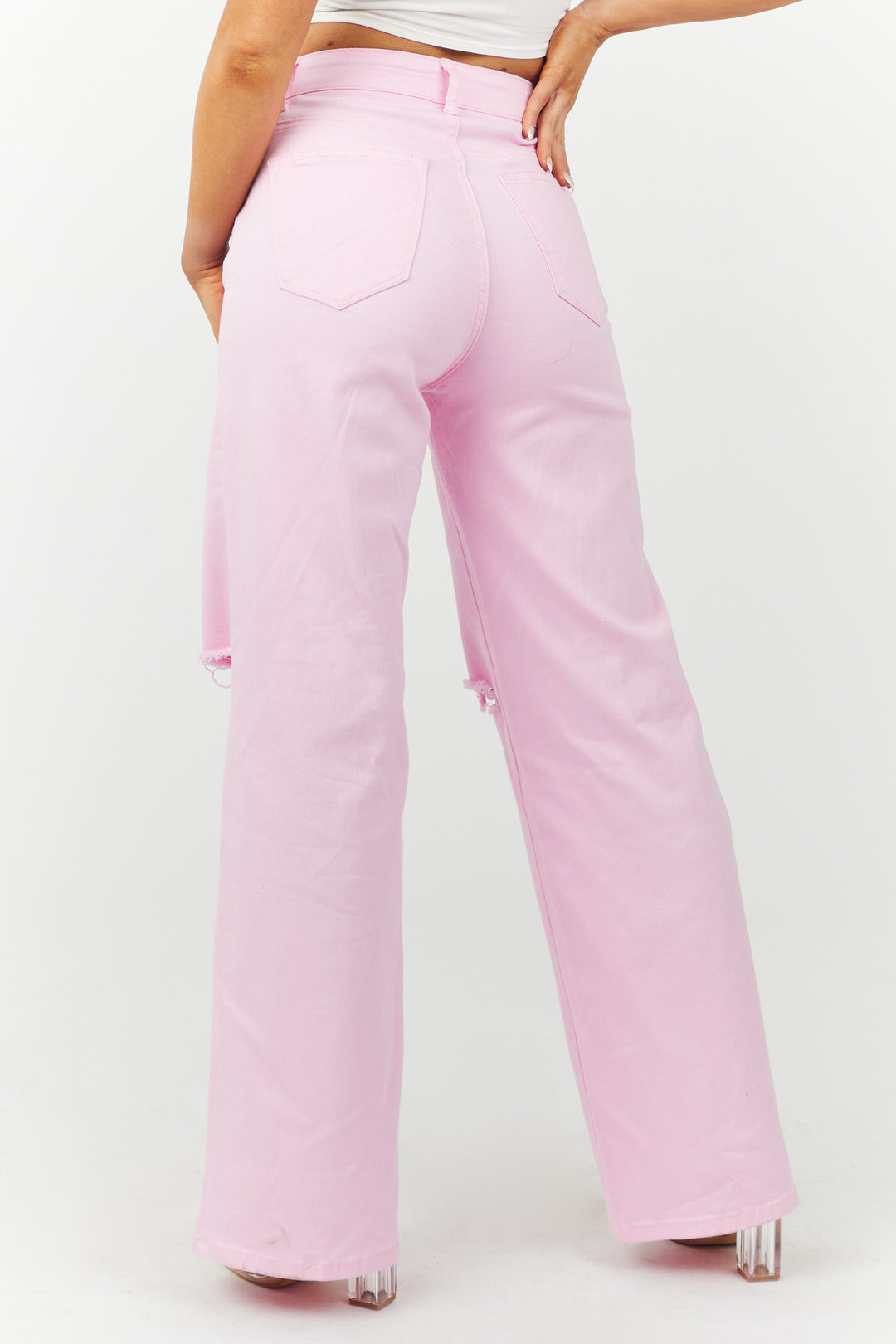 Denim Zone Harper Bubblegum Wide Leg Jeans & Lime Lush