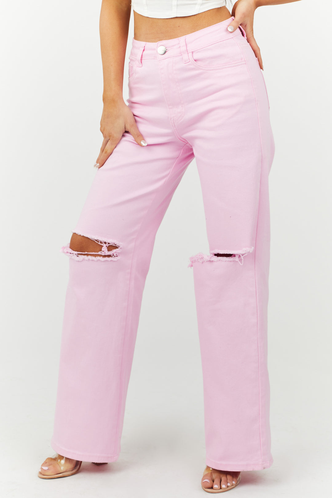 Harper Bubblegum Wide Leg Jeans & Lime Lush