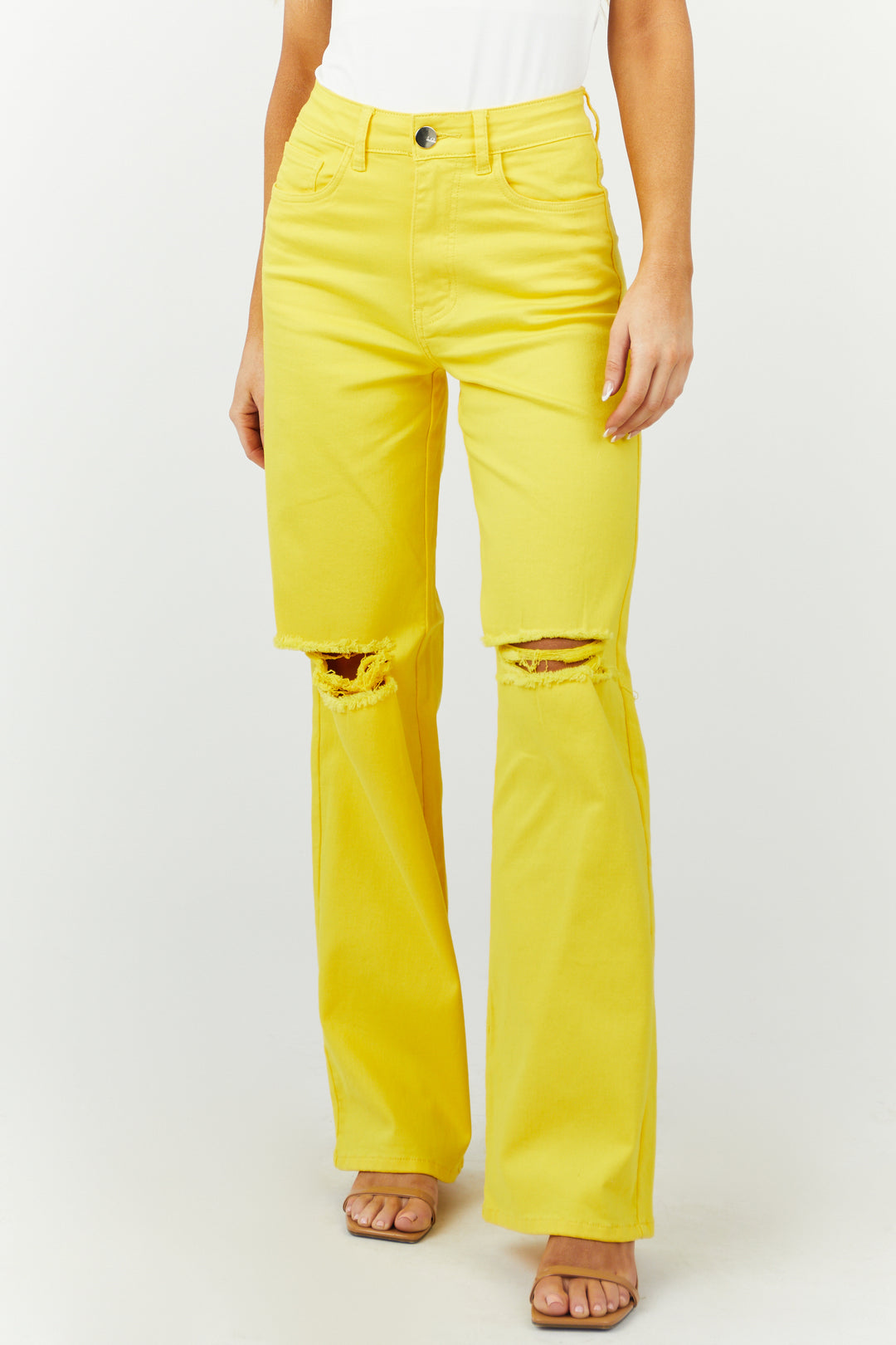 Harper Golden Yellow Wide Leg Jeans & Lime Lush