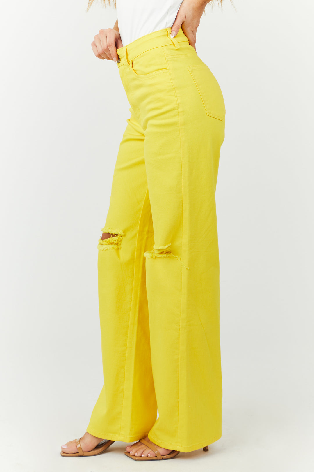 Harper Golden Yellow Wide Leg Jeans & Lime Lush
