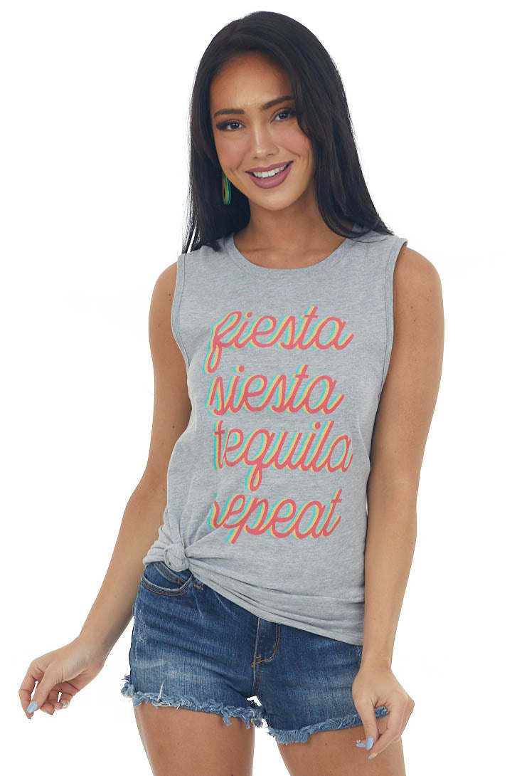 Heather Grey 'Fiesta Siesta Tequila' Tank Top
