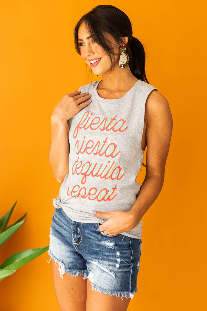 Heather Grey 'Fiesta Siesta Tequila' Tank Top