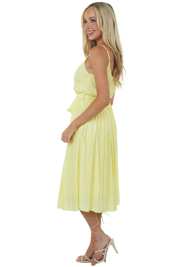 Honeysuckle V Neck Pleated Woven Midi Dress
