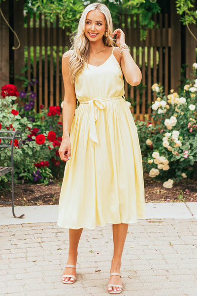 Honeysuckle V Neck Pleated Woven Midi Dress
