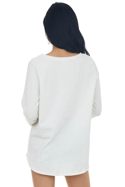 Ivory Colorblock Long Sleeve Knit Top
